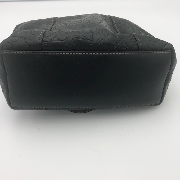 Fossil Black Floral Embossed Purse Hand Bag - Picture 6 of 10